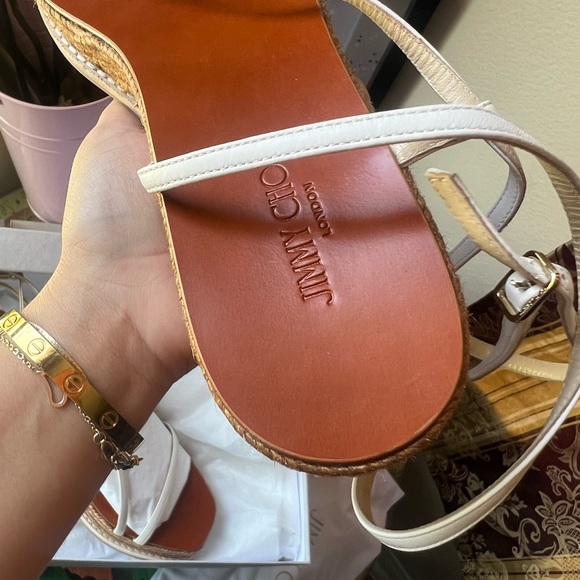 SALE🤍JIMMY CHOO latte drive 60 espadrilles heeled sandals 💞 - Picture 11 of 14